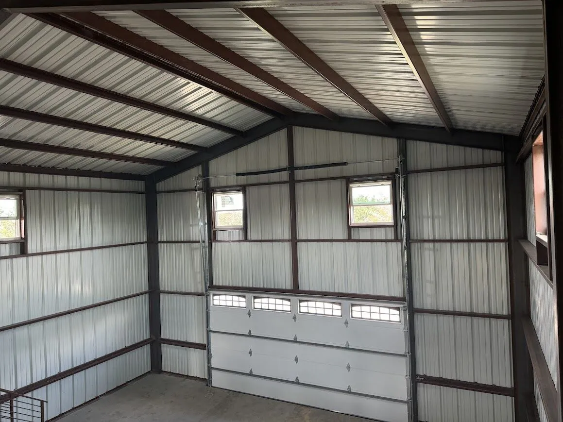 30x40 Custom Metal Building with Steel Balcony, Mezzanine and a Wraparound Porch. 30x40 Custom Metal Building with Steel Balcony, Mezzanine and a Wraparound Porch.