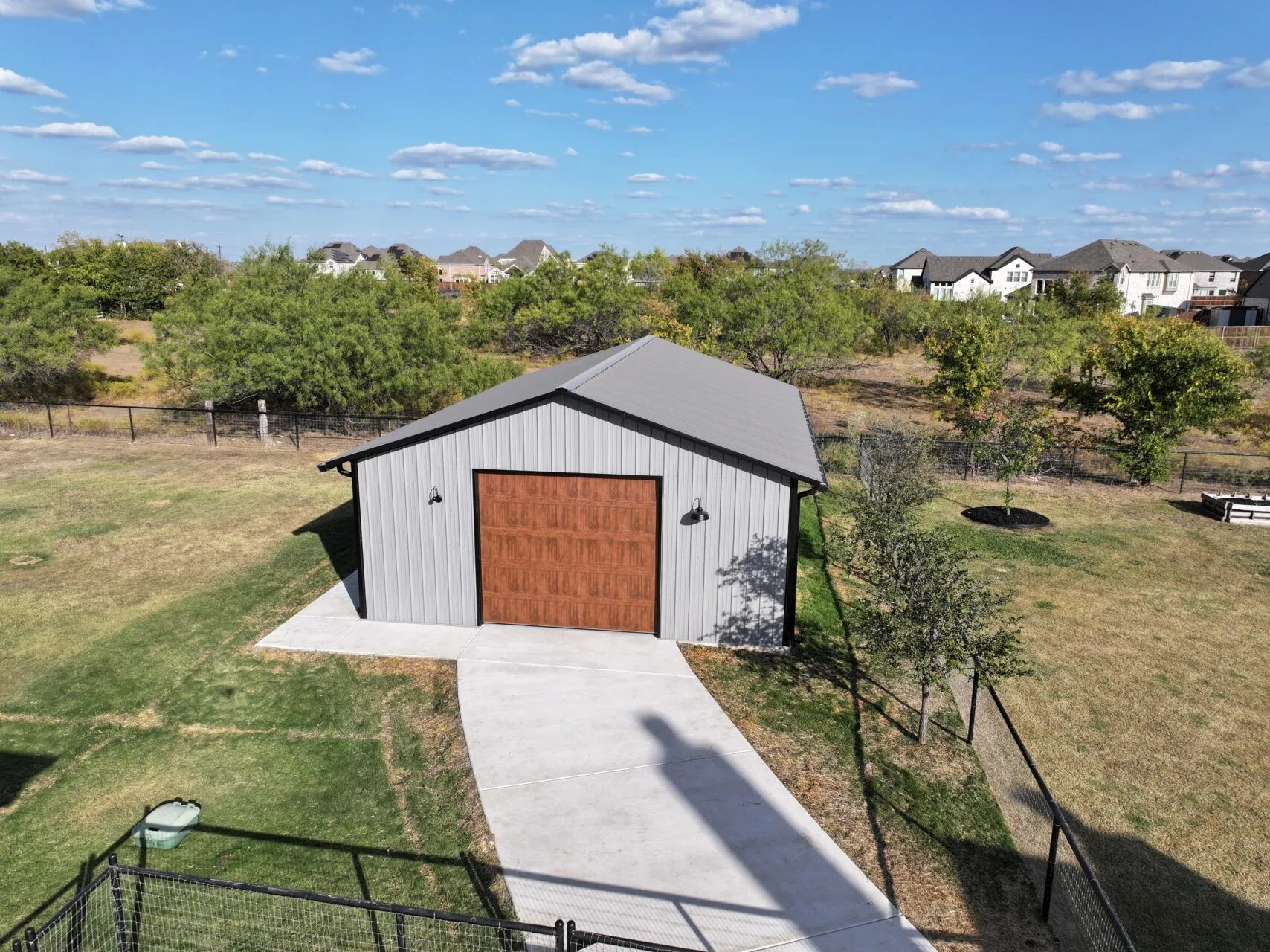 24x35 Custom Tubular Metal Workshop in Justin, TX. 24x35 Custom Tubular Metal Workshop in Justin, TX.