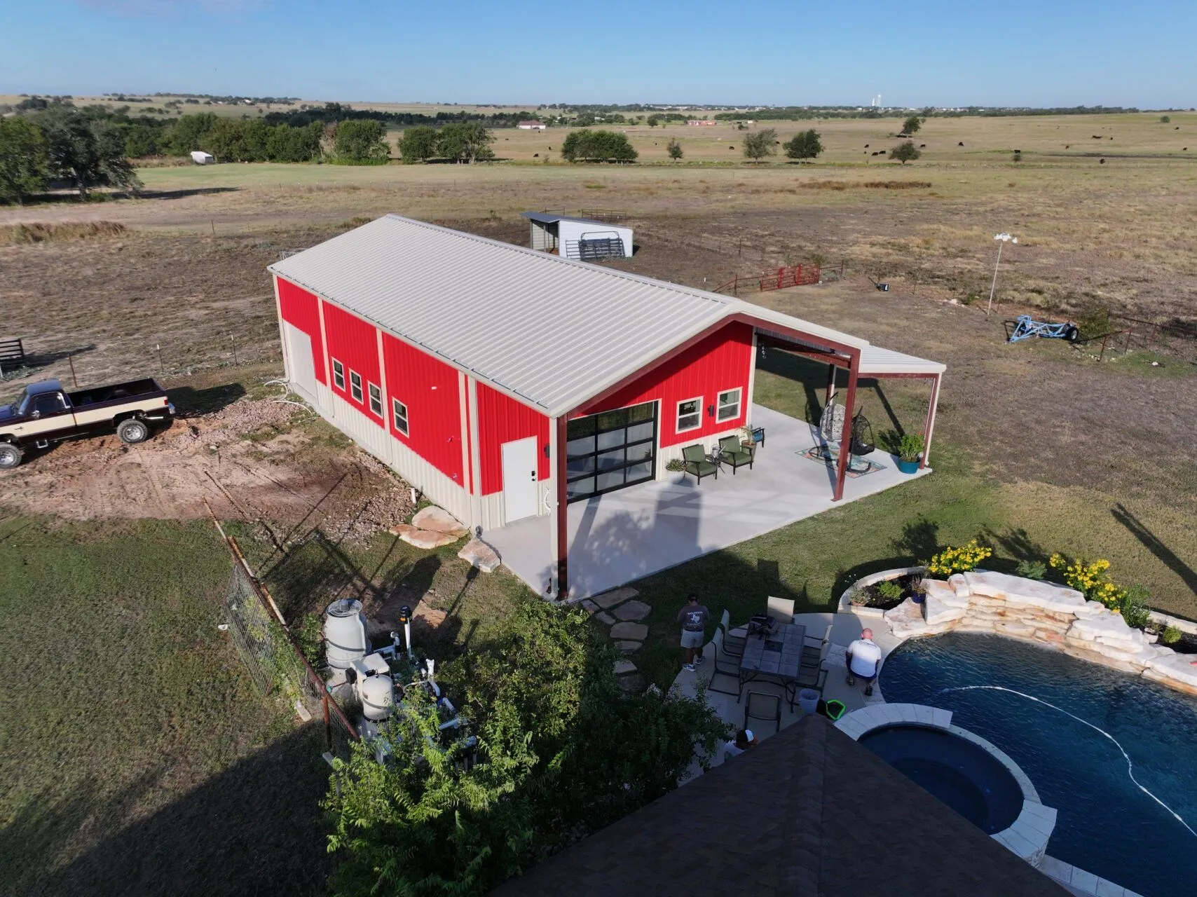 30x50 Ultimate Red Iron Hobby Barn in Salado, TX. 30x50 Ultimate Red Iron Hobby Barn in Salado, TX.