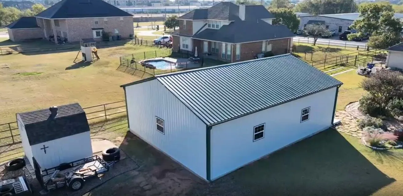 30x40 Steel Storage Garage Building in Crowley, TX. 30x40 Steel Storage Garage Building in Crowley, TX.