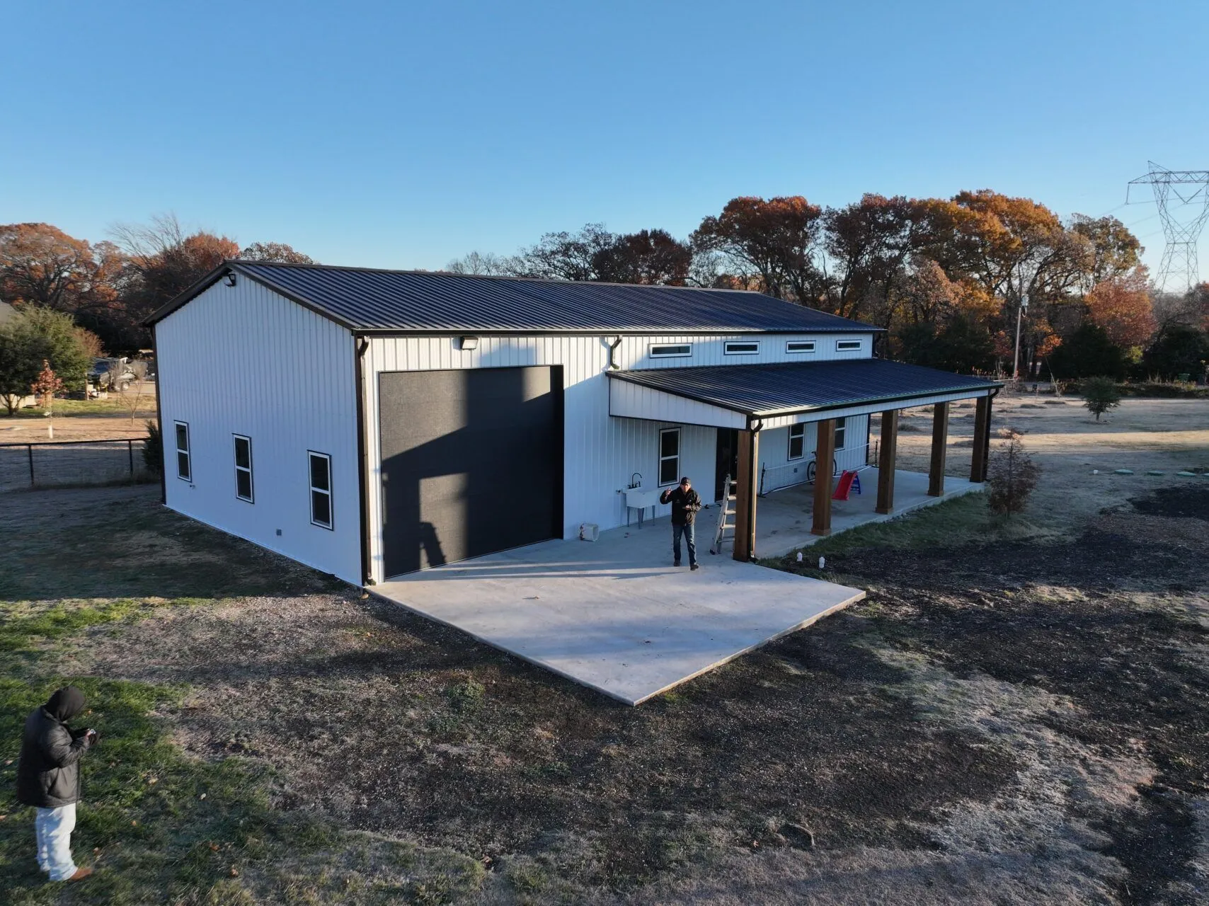 30x60 Custom Metal Building with Cedar Porch in Prosper, TX. 30x60 Custom Metal Building with Cedar Porch in Prosper, TX.