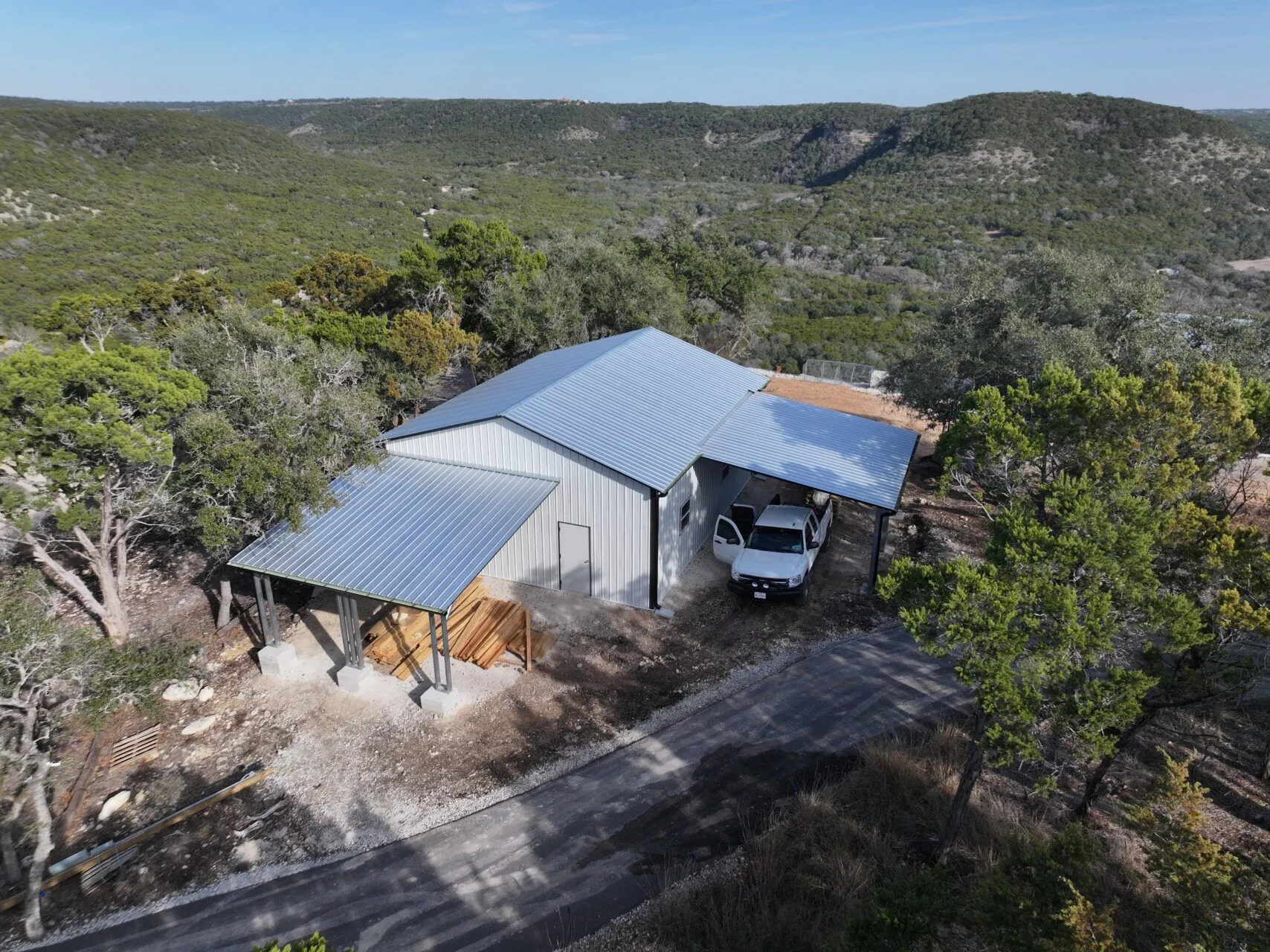 28x35 Hilltop Metal Storage in Canyon Lake, TX. 28x35 Hilltop Metal Storage in Canyon Lake, TX.