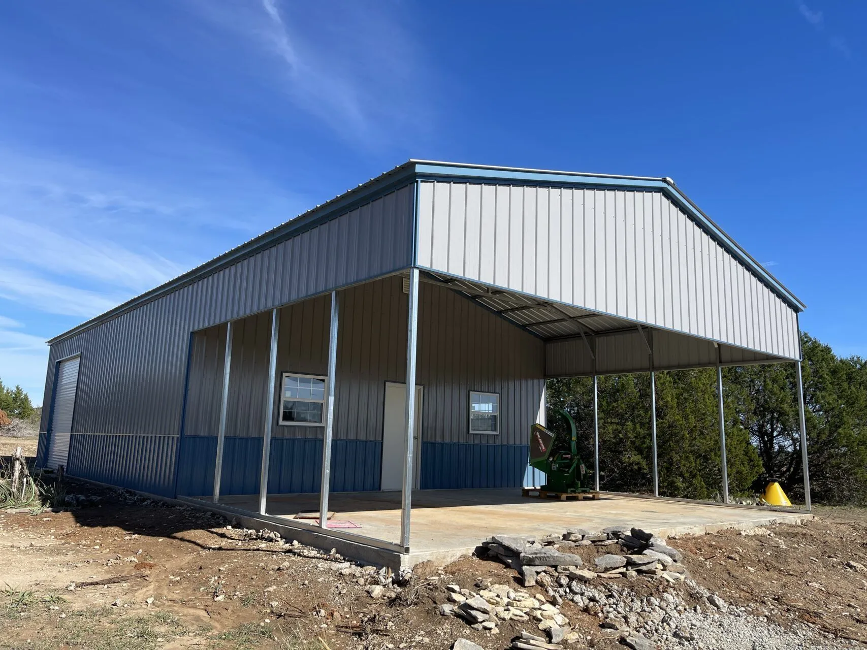 30X60X12 Storage Metal Building with Extended Porch - Installation Included - WolfSteel Buildings - 120 MPH Wind Rated - Pre-Engineered Galvanized Fra, image size:1707x1280