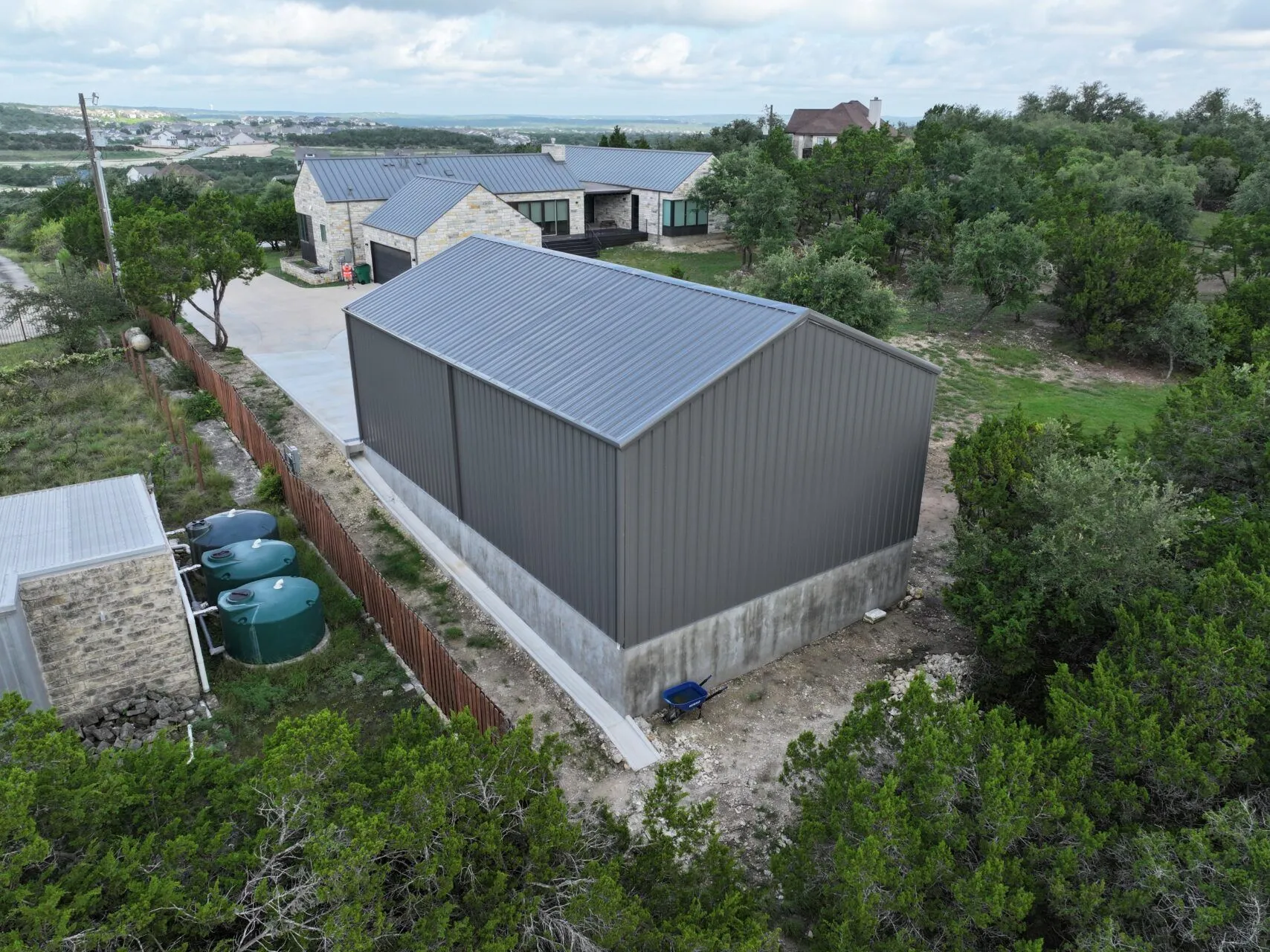 30x50 Red Iron Bolt Up Metal Building in Dripping Springs, TX. 30x50 Red Iron Bolt Up Metal Building in Dripping Springs, TX.