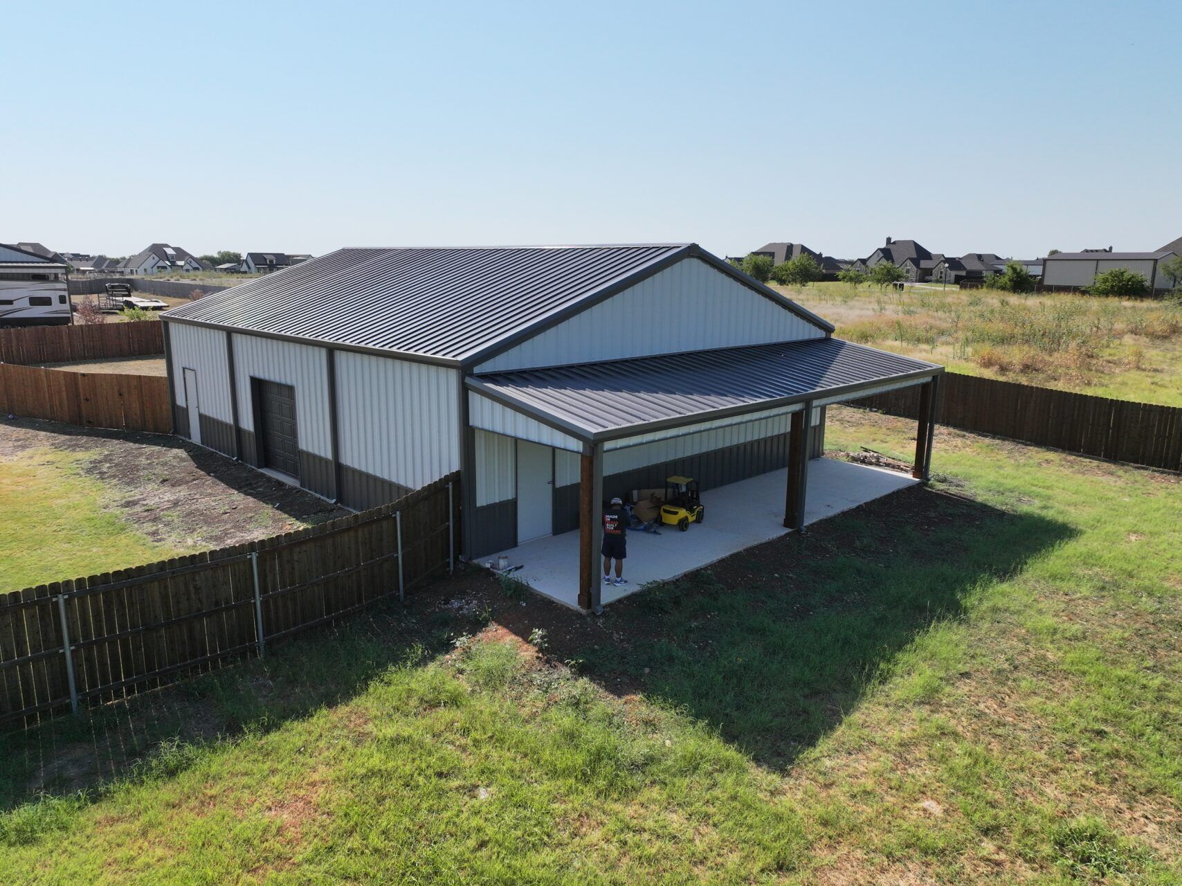 40x50 Weld Up Custom Metal Building in Justin, TX. 40x50 Weld Up Custom Metal Building in Justin, TX.