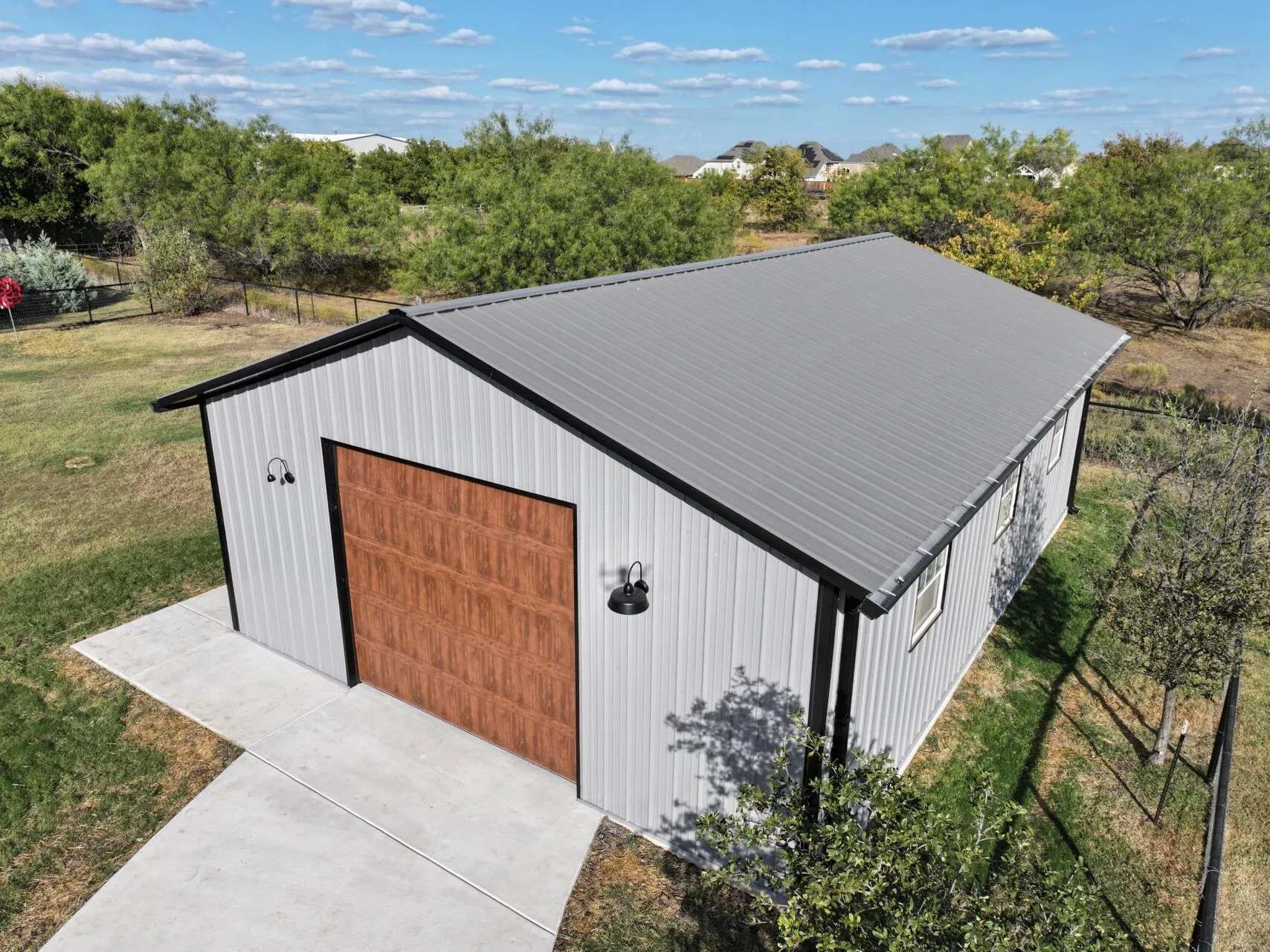 24x35 Custom Tubular Metal Workshop in Justin, TX. 24x35 Custom Tubular Metal Workshop in Justin, TX.