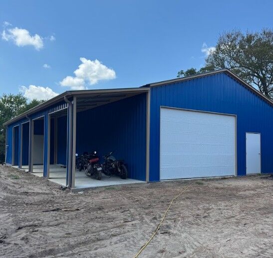 30x50 Texas Blue Metal Storage Building in Corsicana, TX. 30x50 Texas Blue Metal Storage Building in Corsicana, TX.