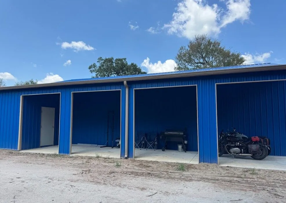 30x50 Texas Blue Metal Storage Building in Corsicana, TX. 30x50 Texas Blue Metal Storage Building in Corsicana, TX.