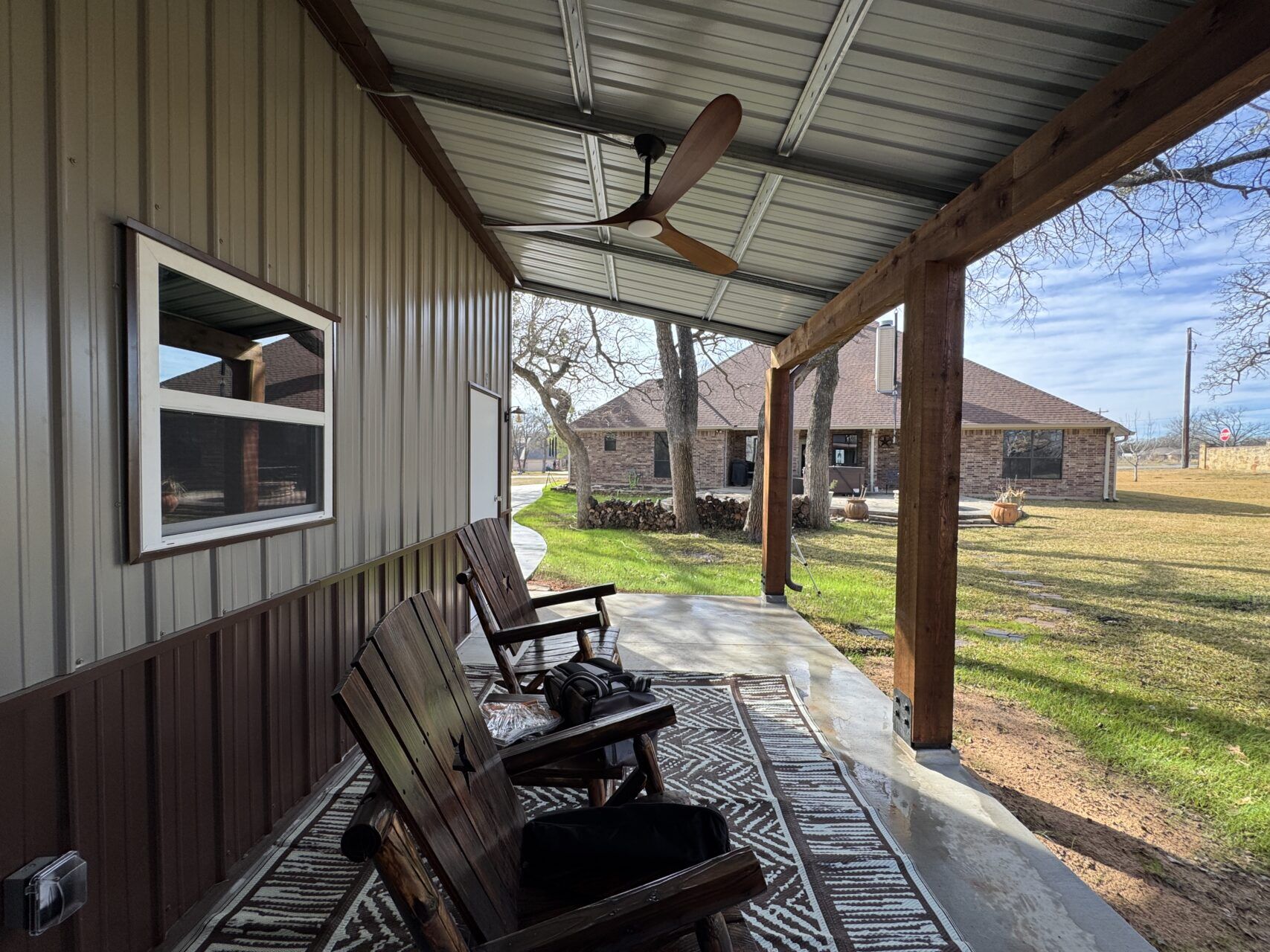 30x40 Metal Garage with Cedar Lean-to Posts in Weatherford, TX. 30x40 Metal Garage with Cedar Lean-to Posts in Weatherford, TX.