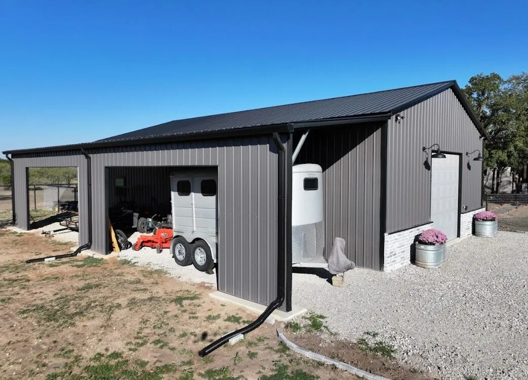 30x50 Custom Steel Horse Barn in Gordon, TX. 30x50 Custom Steel Horse Barn in Gordon, TX.