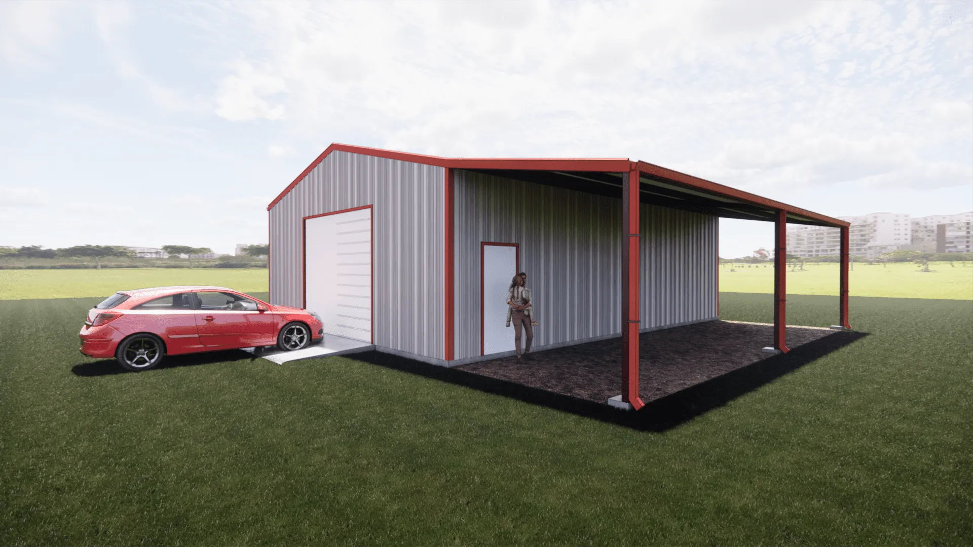 30x40 Red Iron Metal Building with Concrete 30x40 Red Iron Metal Building in Texas