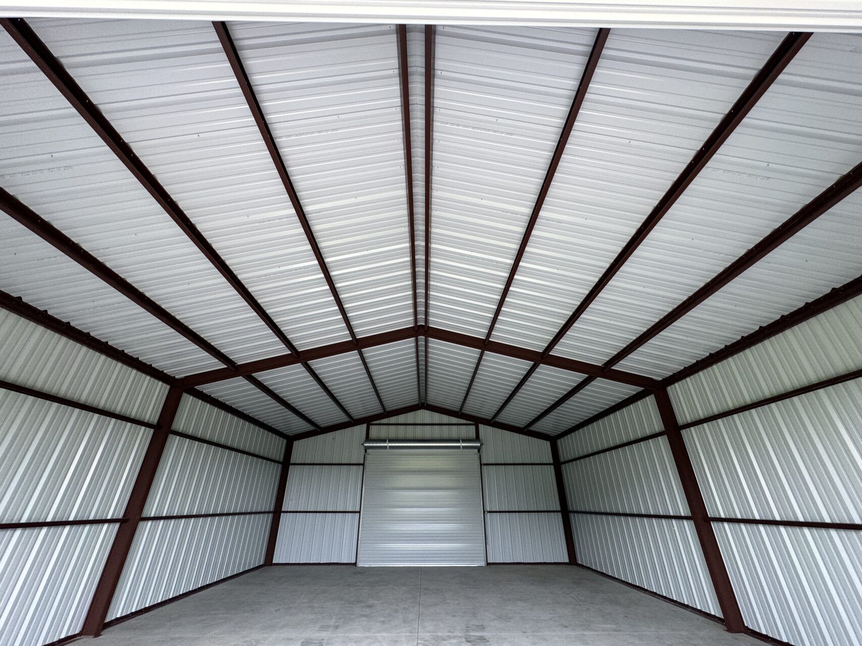 30x40 Red Iron Metal Building with Concrete Red Iron Metal Building with Lean To