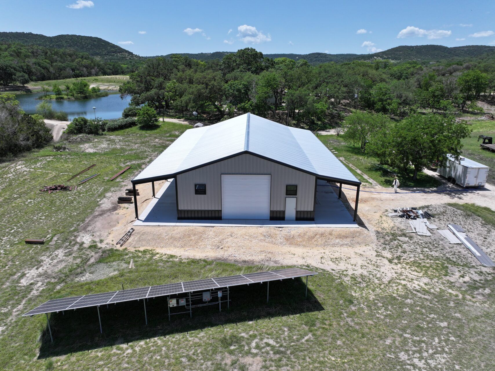 40x75 Metal Workshop with Custom Porch in Medina, TX. 40x75 Metal Workshop with Custom Porch in Medina, TX.