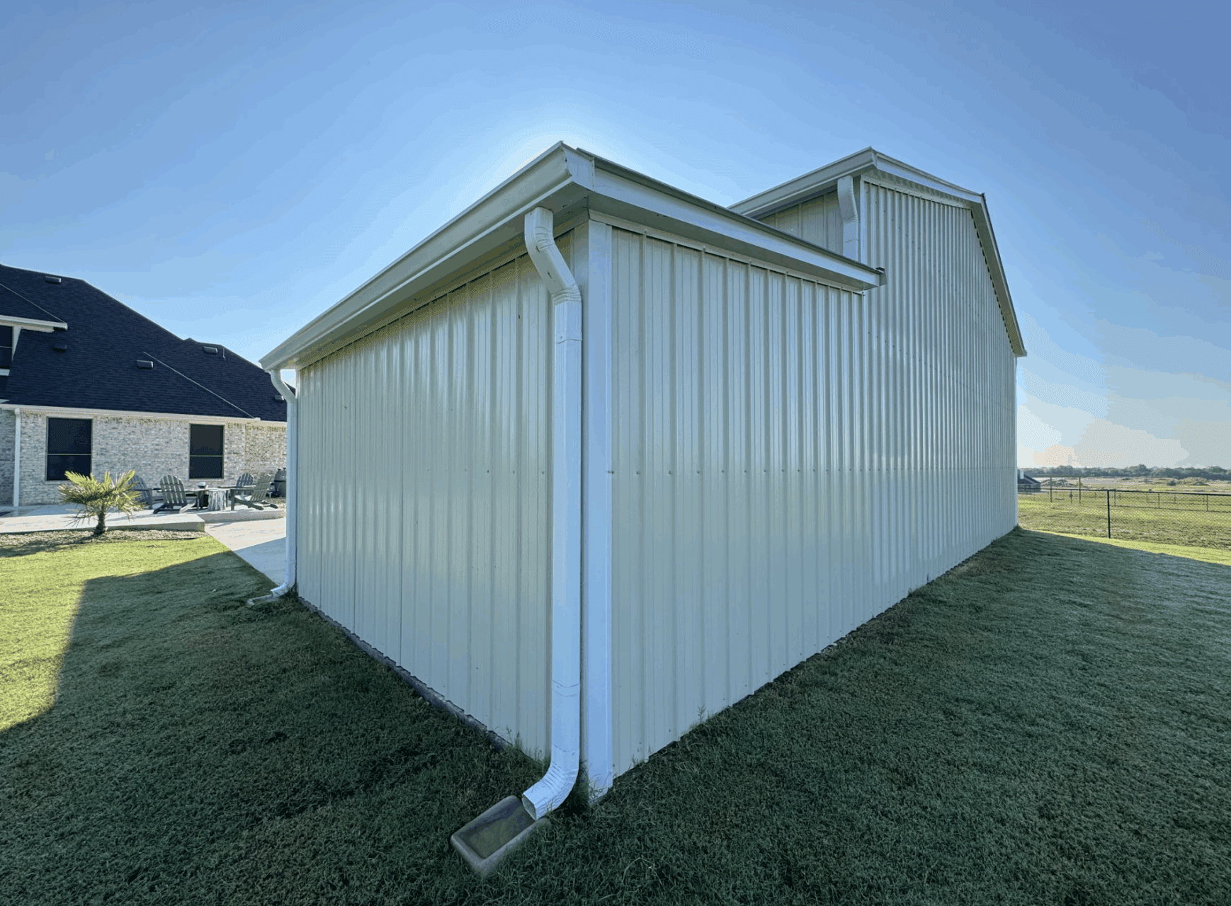30x40 Tubular Detached Metal Garage with Closed Lean-to in Waxahachie, TX. 30x40 Tubular Detached Metal Garage with Closed Lean-to in Waxahachie, TX.