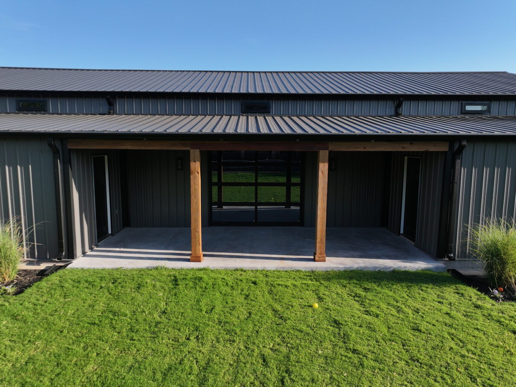 30x65 Steel Storage with Cedar Wrapped Posts in Abilene, TX. 30x65 Steel Storage with Cedar Wrapped Posts in Abilene, TX.