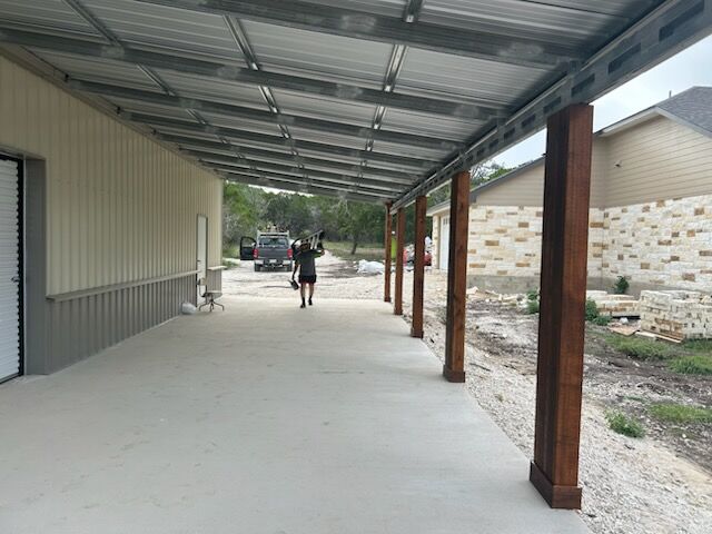 30x50 Two Car Metal Garage with Side Porch in Center Point, TX. 30x50 Two Car Metal Garage with Side Porch in Center Point, TX.