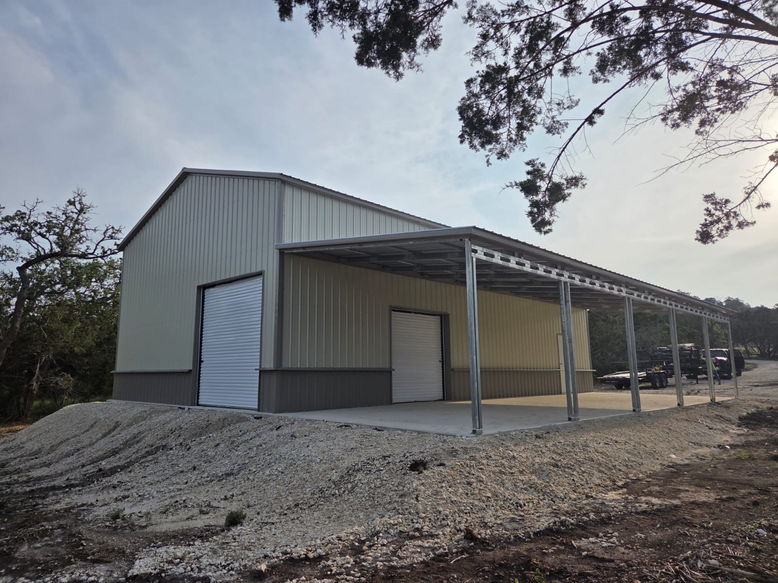 30x50 Two Car Metal Garage with Side Porch in Center Point, TX. 30x50 Two Car Metal Garage with Side Porch in Center Point, TX.