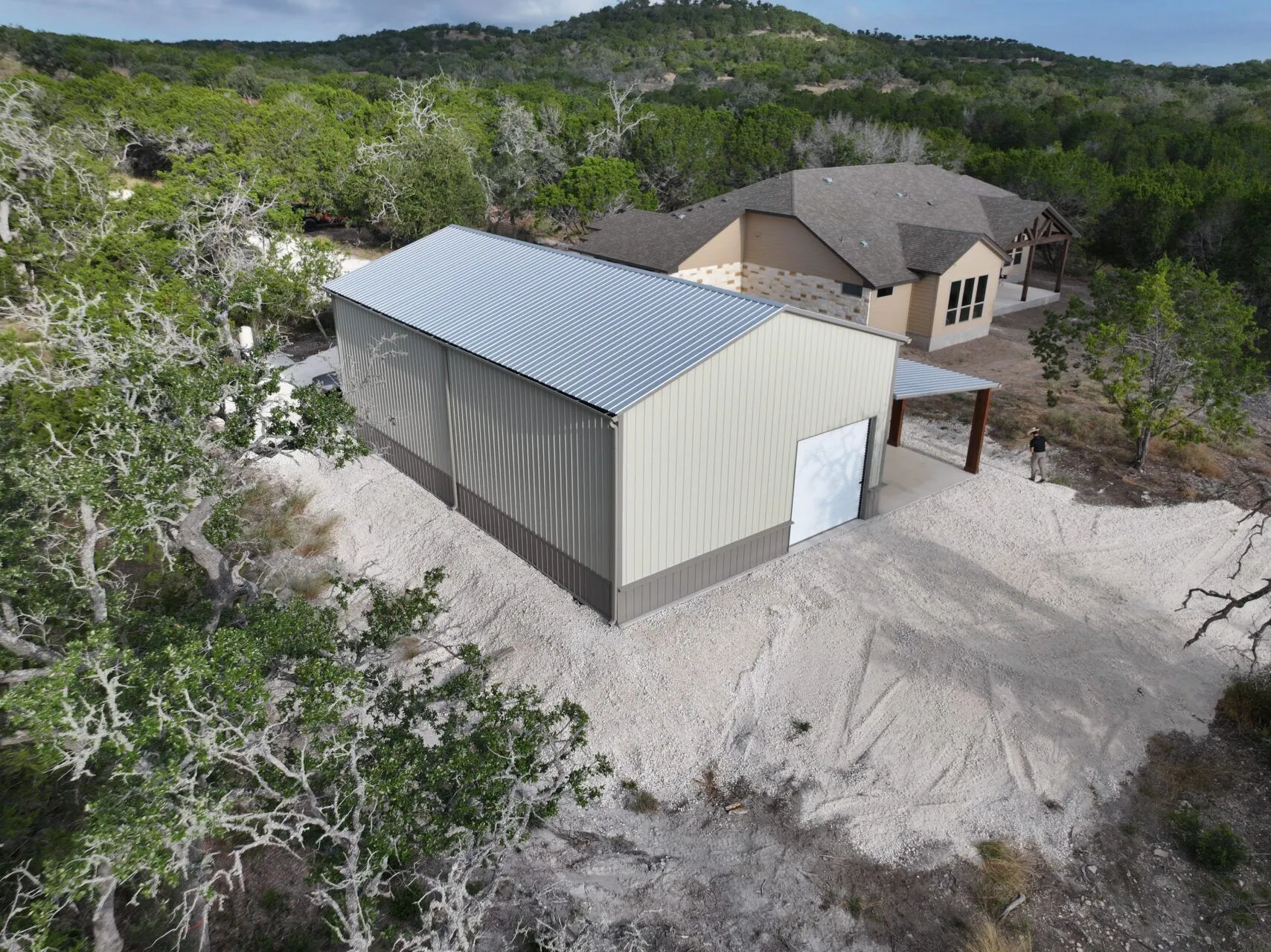 30x50 Two Car Metal Garage with Side Porch in Center Point, TX. 30x50 Two Car Metal Garage with Side Porch in Center Point, TX.