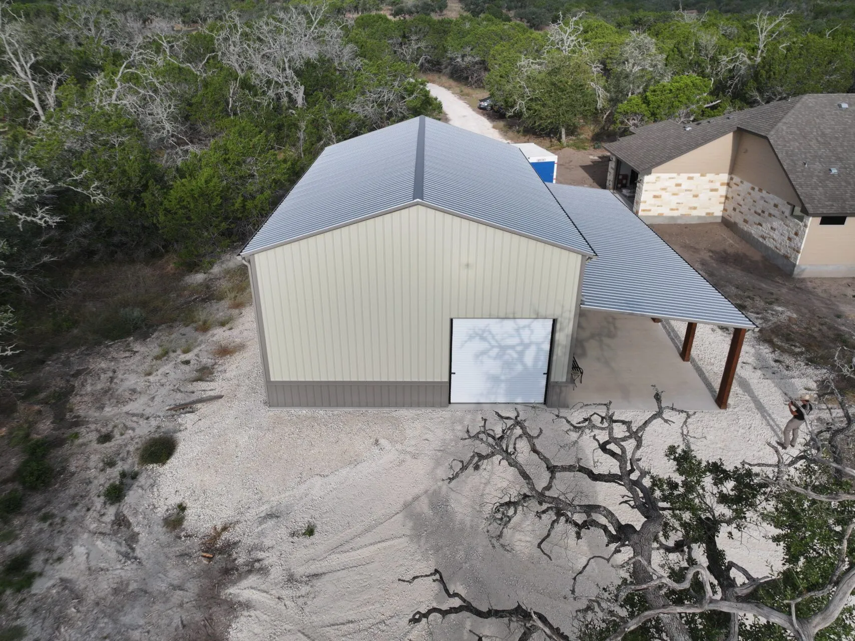 30x50 Two Car Metal Garage with Side Porch in Center Point, TX. 30x50 Two Car Metal Garage with Side Porch in Center Point, TX.