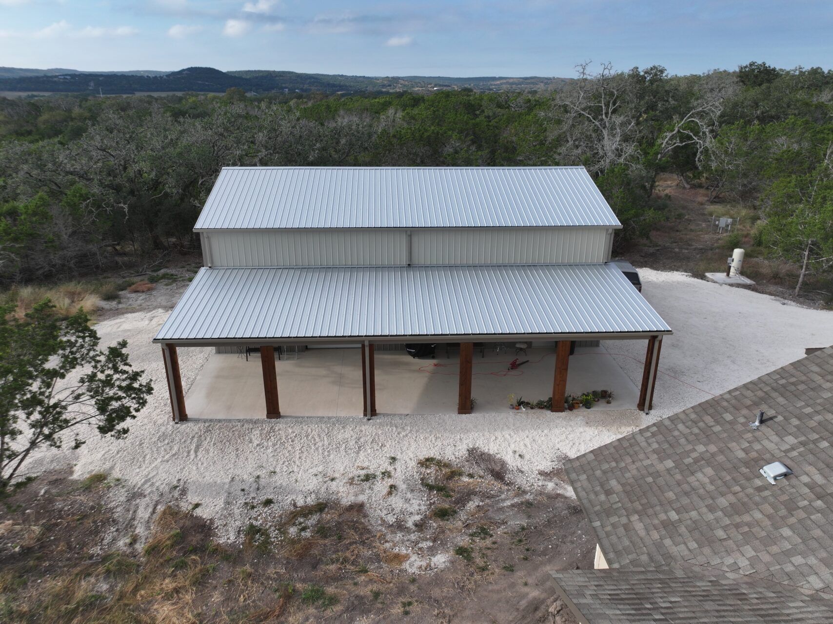 30x50 Two Car Metal Garage with Side Porch in Center Point, TX. 30x50 Two Car Metal Garage with Side Porch in Center Point, TX.