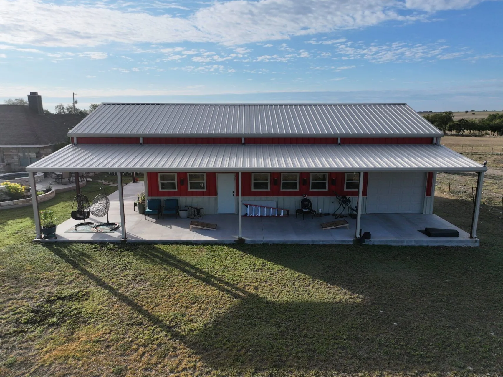 30x50 Ultimate Red Iron Hobby Barn in Salado, TX. 30x50 Ultimate Red Iron Hobby Barn in Salado, TX.