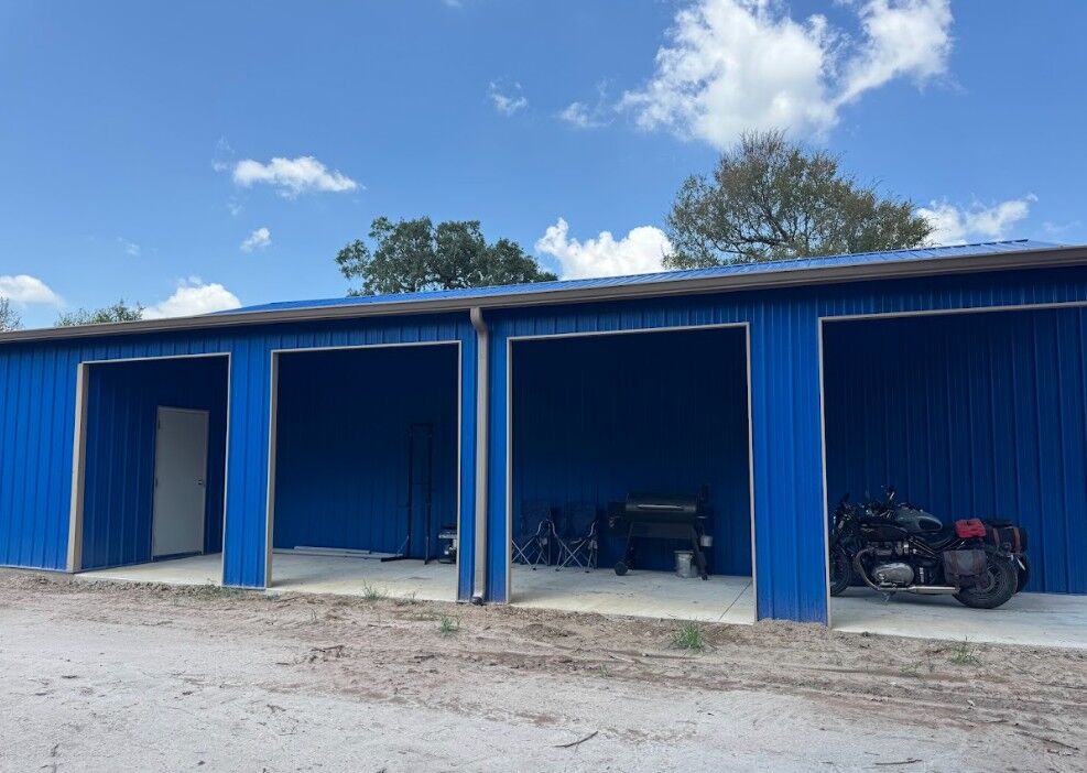 30x50 Texas Blue Metal Storage Building in Corsicana, TX. 30x50 Texas Blue Metal Storage Building in Corsicana, TX.