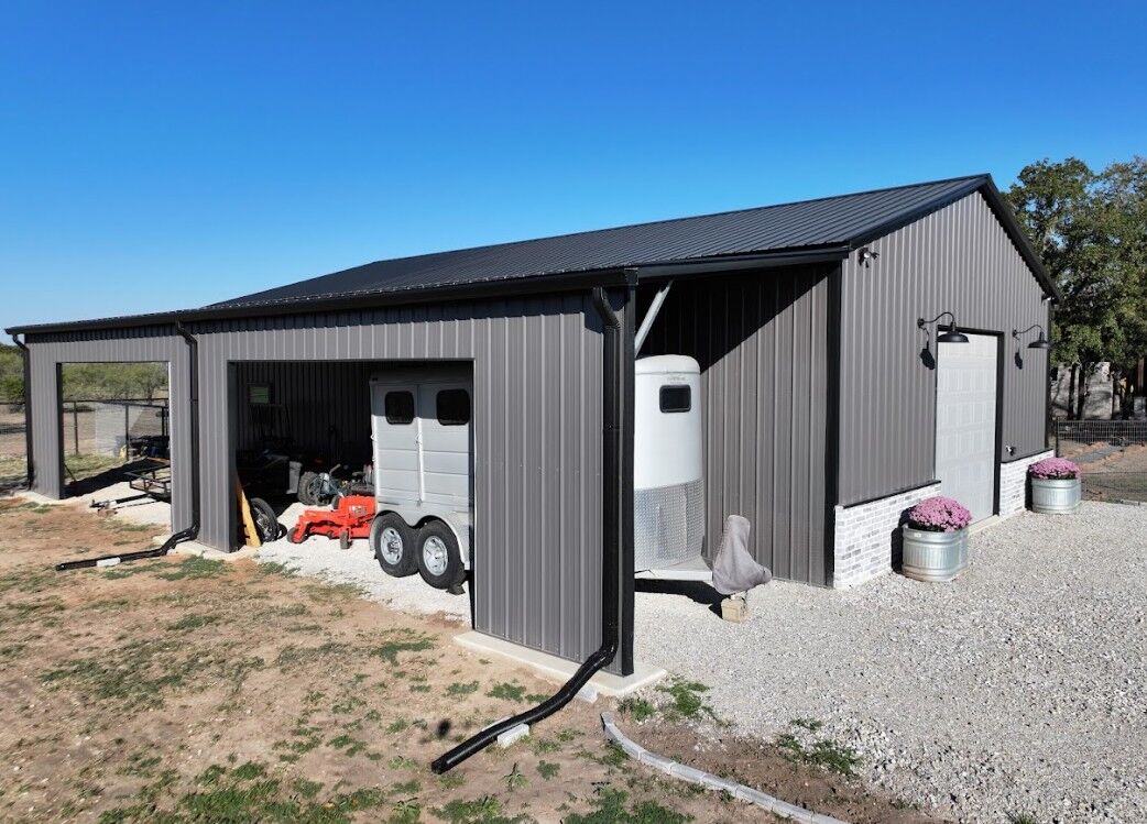 30x50 Custom Steel Horse Barn in Gordon, TX. 30x50 Custom Steel Horse Barn in Gordon, TX.