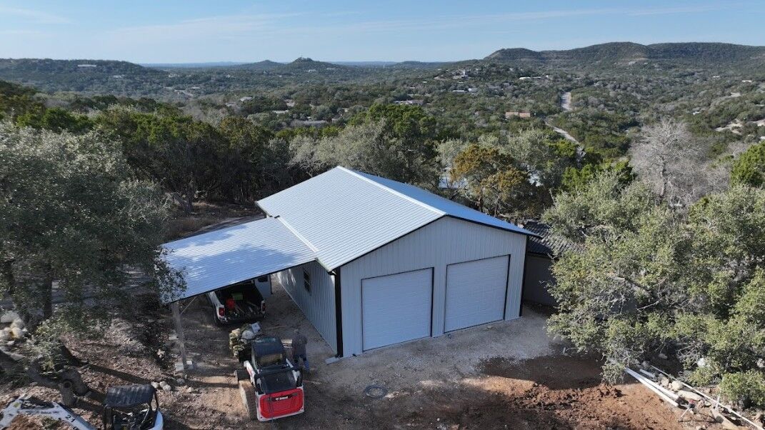 28x35 Hilltop Metal Storage in Canyon Lake, TX. 28x35 Hilltop Metal Storage in Canyon Lake, TX.
