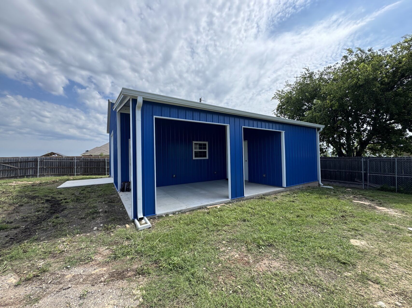 30x30 Tubular Metal Storage with Custom Lean-to in Fort Worth, TX. 30x30 Tubular Metal Storage with Custom Lean-to in Fort Worth, TX.