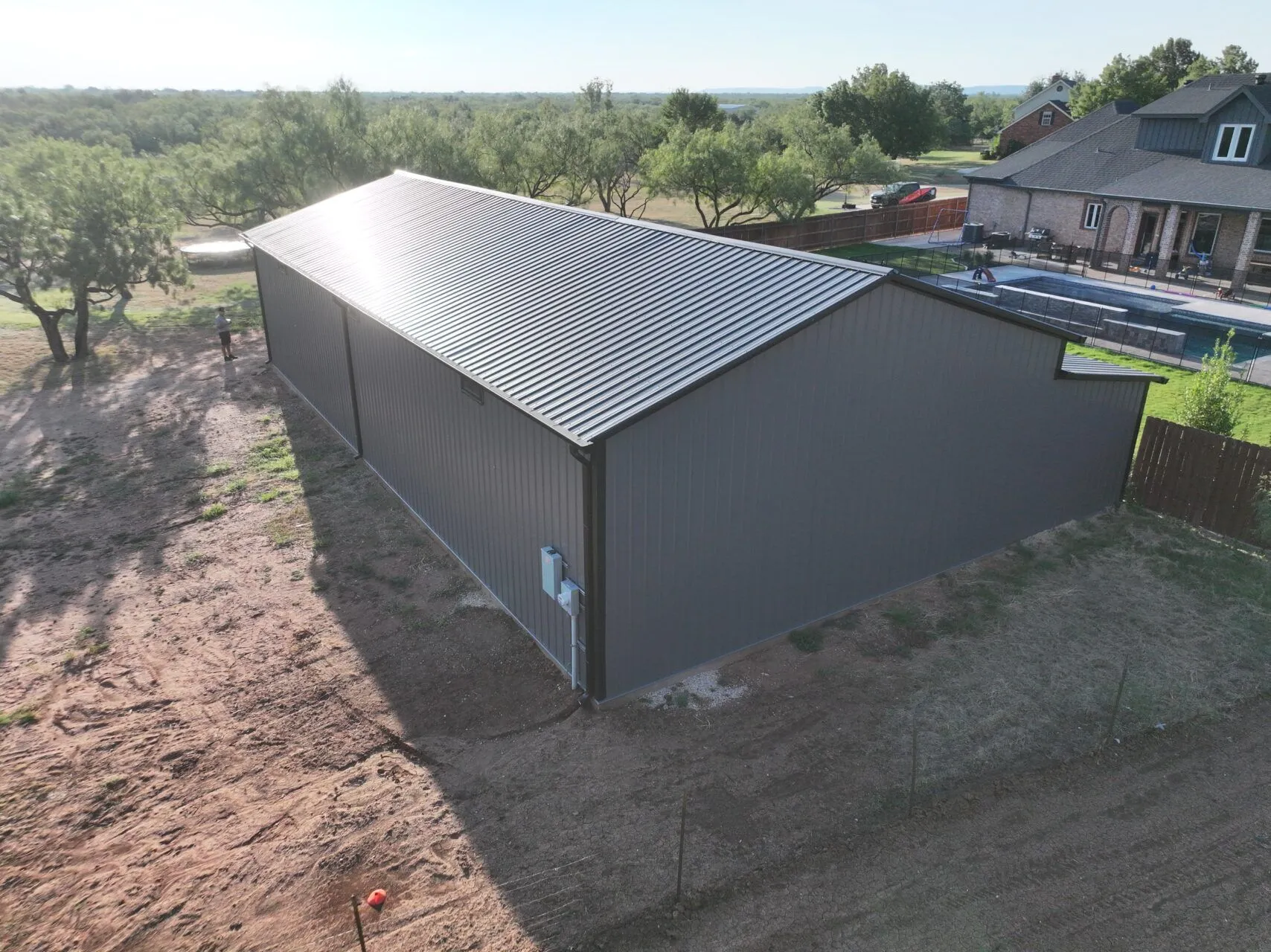 30x65 Steel Storage with Cedar Wrapped Posts in Abilene, TX. 30x65 Steel Storage with Cedar Wrapped Posts in Abilene, TX.