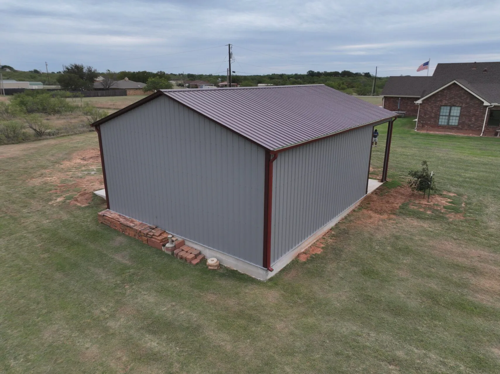 28x40 Metal Storage with Open Front Porch in Wichita Falls, TX. 28x40 Metal Storage with Open Front Porch in Wichita Falls, TX.