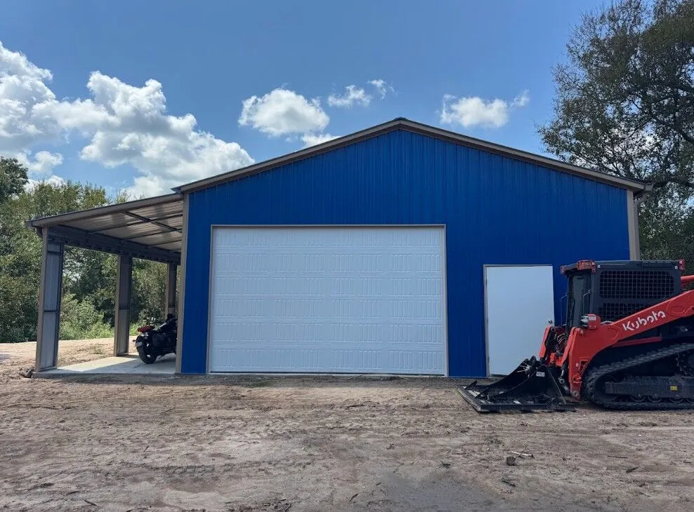 30x50 Texas Blue Metal Storage Building in Corsicana, TX. 30x50 Texas Blue Metal Storage Building in Corsicana, TX.