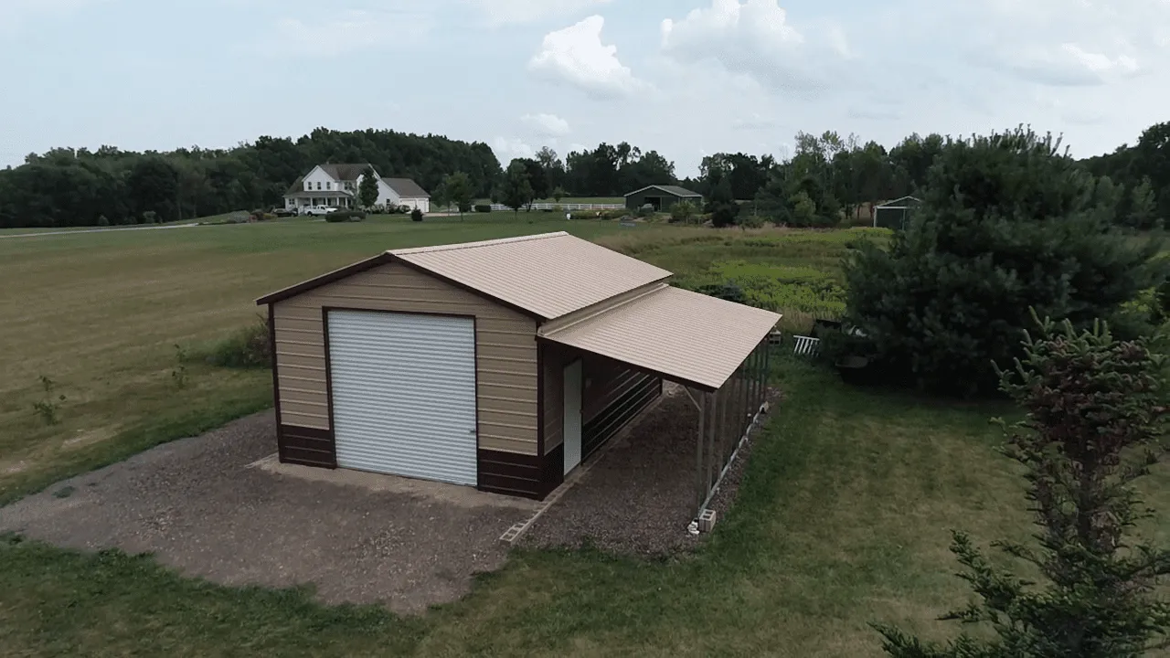 RV Metal Building with Lean To (1) RV Metal Building with Lean To in Texas