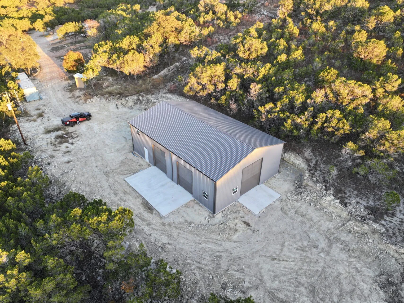 40x60 Wolfspan with Concrete for Truck Garage/Workshop in Marble Falls, TX. 40x60 Wolfspan with Concrete for Truck Garage/Workshop in Marble Falls, TX.