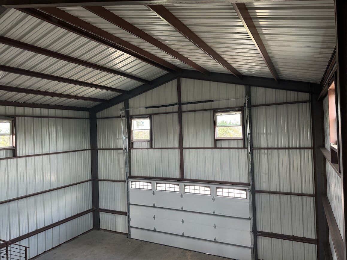 30x40 Custom Metal Building with Steel Balcony, Mezzanine and a Wraparound Porch. 30x40 Custom Metal Building with Steel Balcony, Mezzanine and a Wraparound Porch.