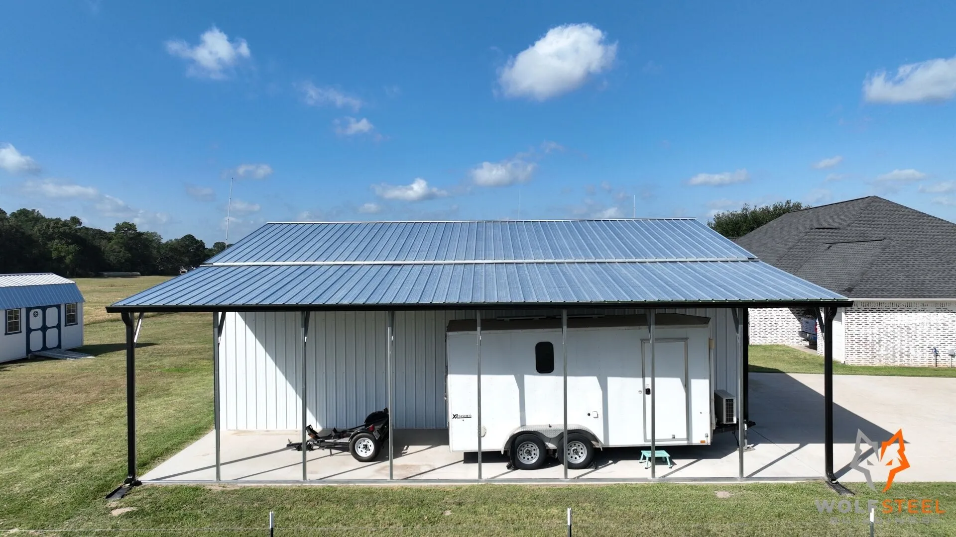30x40 Steel Workshop with Covered Porch in Van, TX