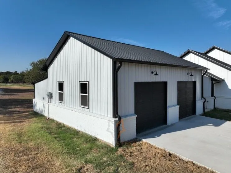 34x30 Black and White 2-Bay Metal Garage in Argyle, TX