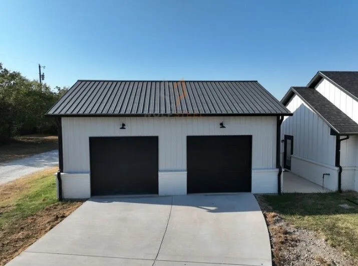 34x30 Black and White 2-Bay Metal Garage in Argyle, TX