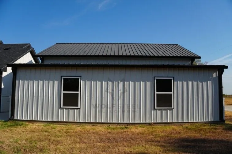 34x30 Black and White 2-Bay Metal Garage in Argyle, TX