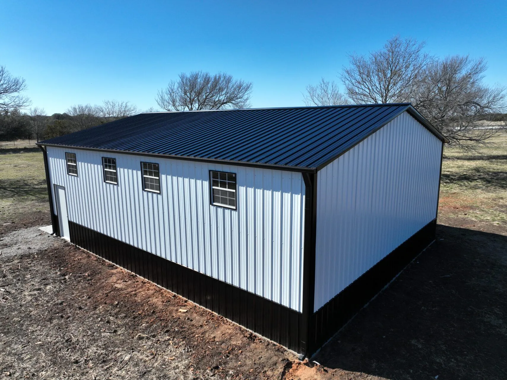30x40 Black and White Metal Building in Blum Texas 30x40 Metal Building in Blum Texas