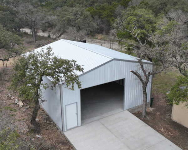 30x30 White Metal Garage in Azle Texas