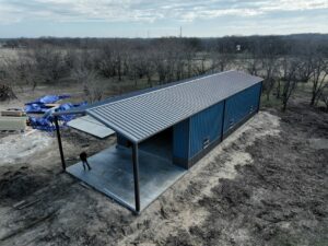 28x85 Red Iron Metal Building near Dallas, Texas