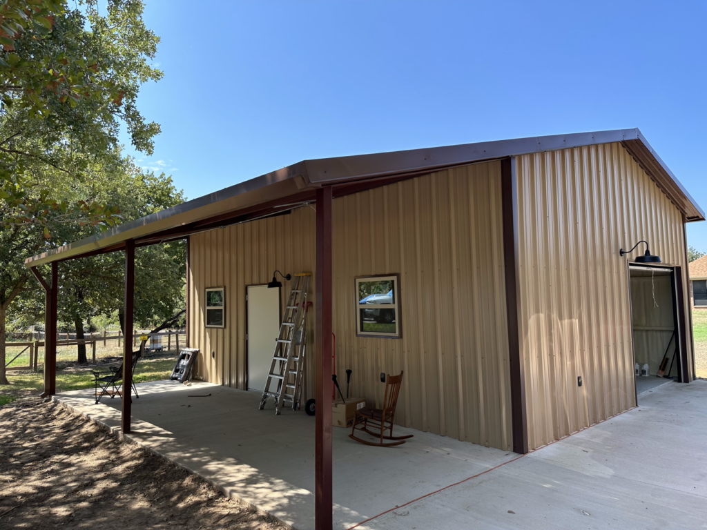 24x30 Red Iron Metal Building in Weatherford, Texas 76088
