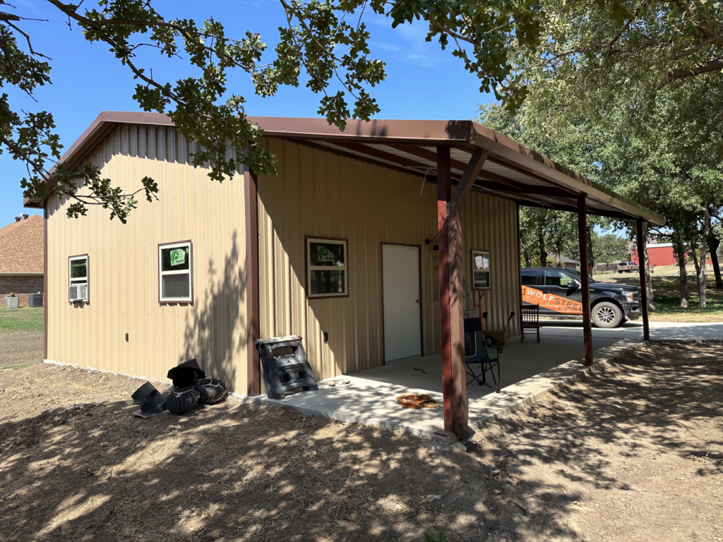 24x30 Red Iron Metal Building in Weatherford, Texas 76088