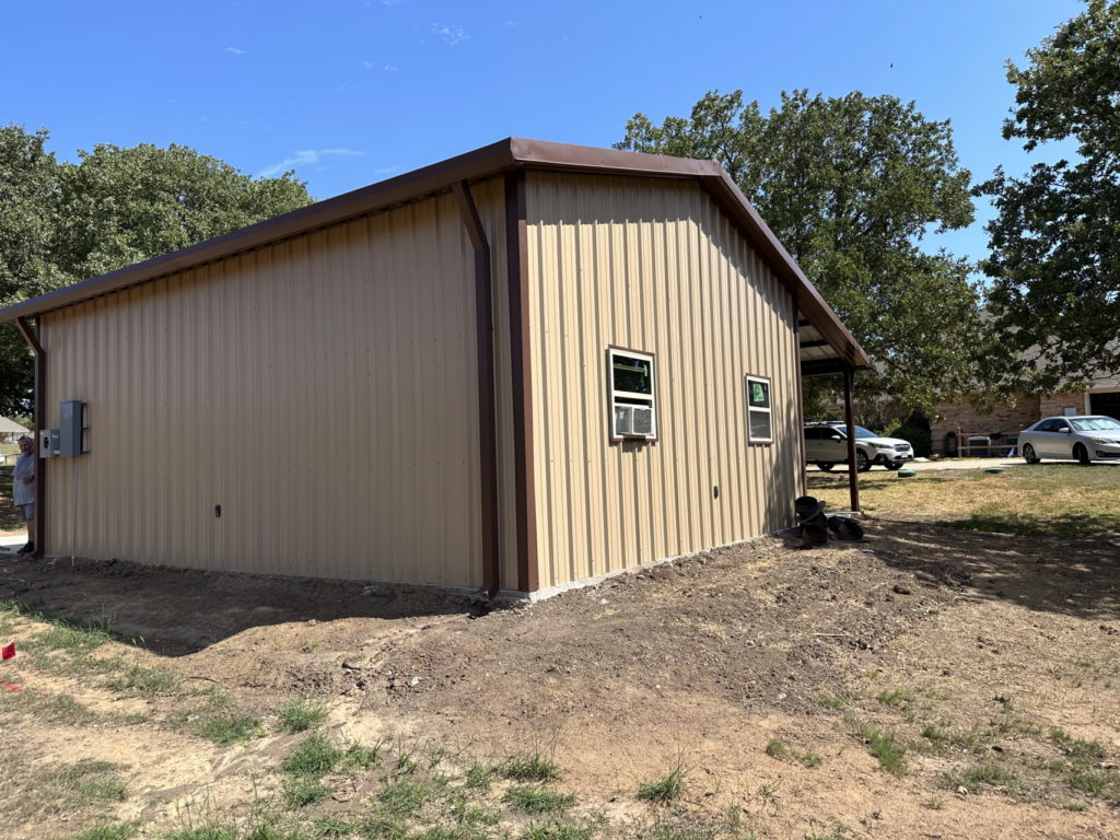 24x30 Red Iron Metal Building in Weatherford, Texas 76088