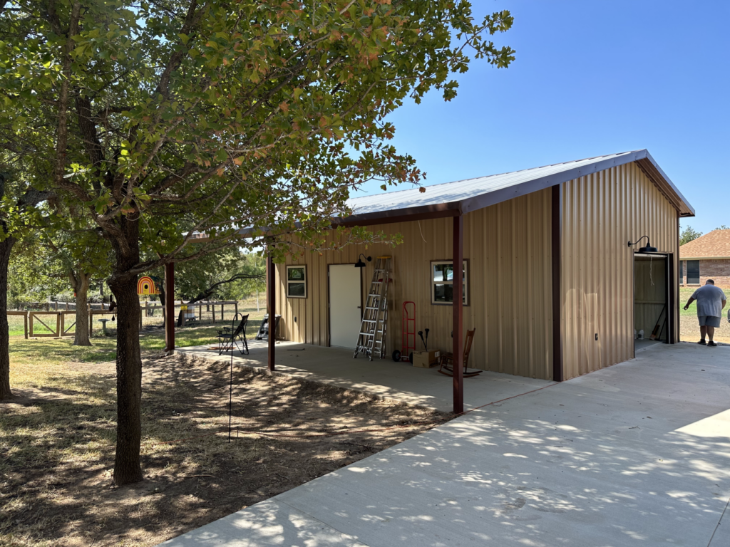 24x30 Red Iron Metal Building in Weatherford, Texas 76088