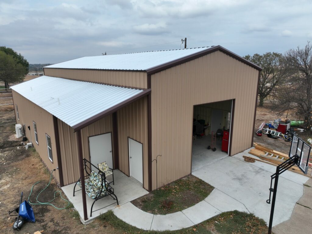30x60 Red Iron Metal Building in Weatherford, Texas 76087