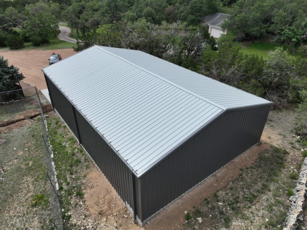 40x60 Red Iron Metal Building in Dripping Springs, Texas 78620