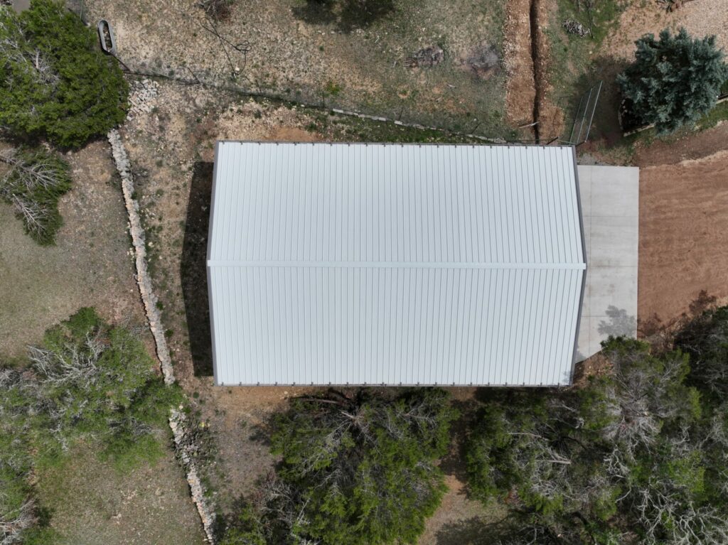 40x60 Red Iron Metal Building in Dripping Springs, Texas 78620