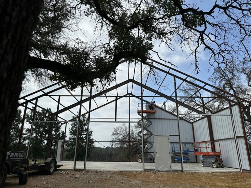 50×30 Red Iron Metal Building in Glen Rose, Texas 76043